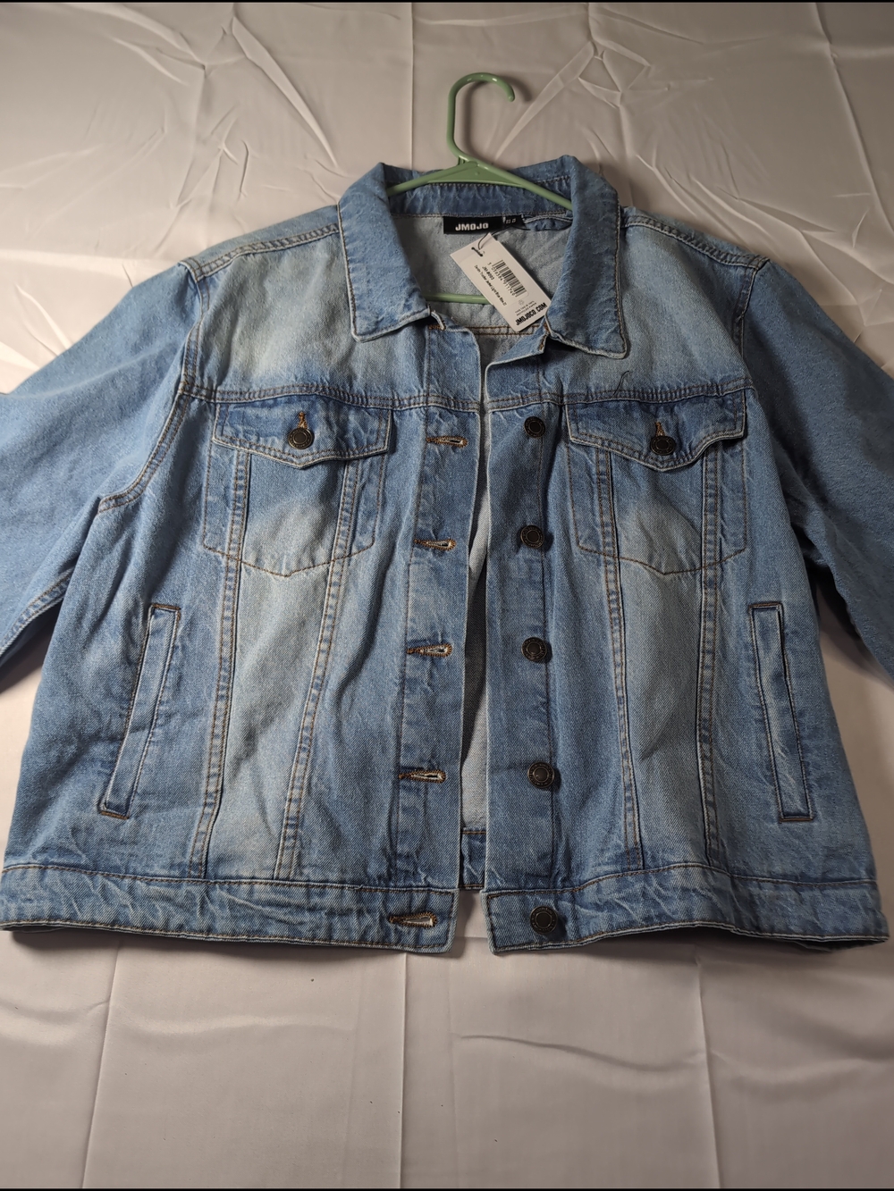 JMOJO WOMEN'S  DENIM TRUCKER JACKET IN LIGHT BLUE. SIZE 18